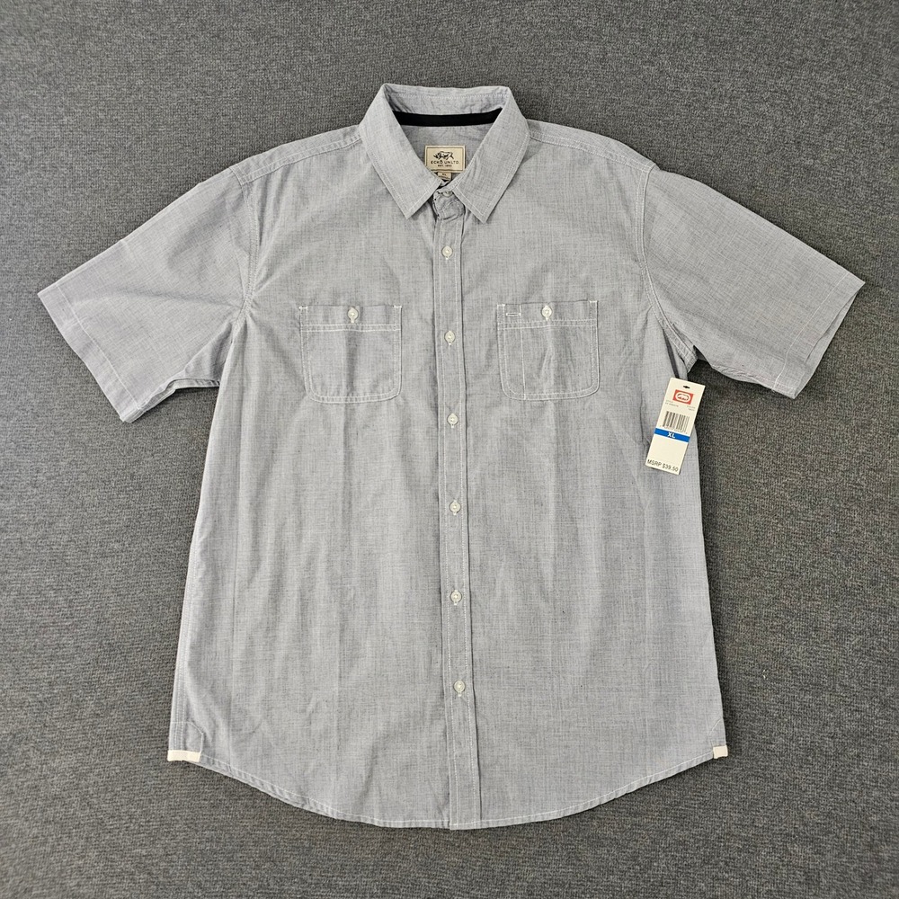 Ecko Unltd Mens Short Sleeve Button Down Shirt Navy Blue EK XA9257N XL NWT